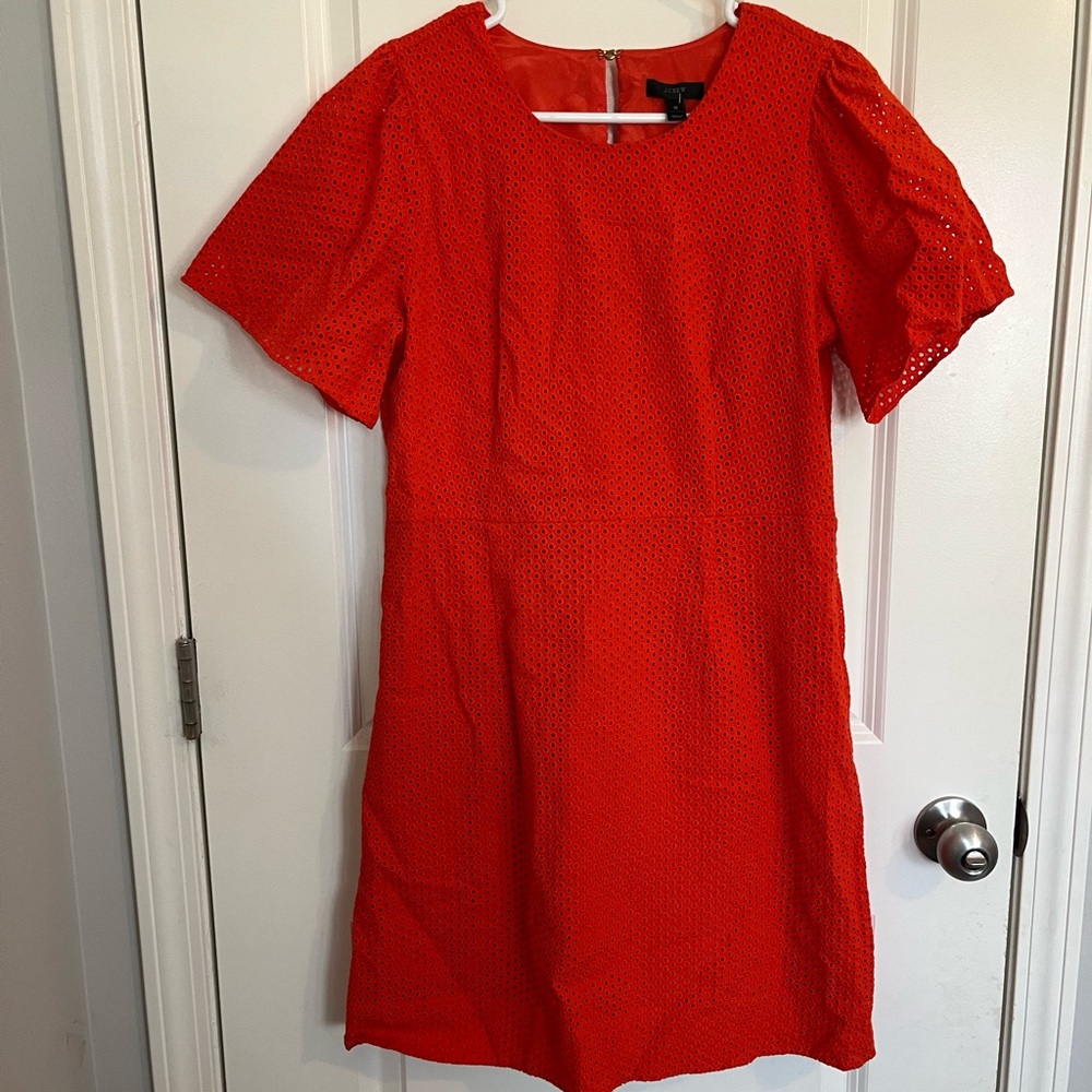 J. Crew Red Puff Sleeve Sheath Dress